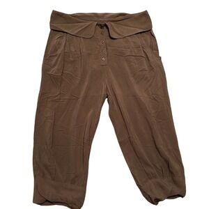 BCBGeneration Brown Cropped Wide Leg High Waist‎ Button Up Pants Size 10